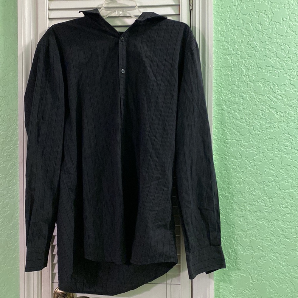 Axist Men’s Long-Sleeve Black Sparkly Button Down Dress Shirt Slim Fit Large
